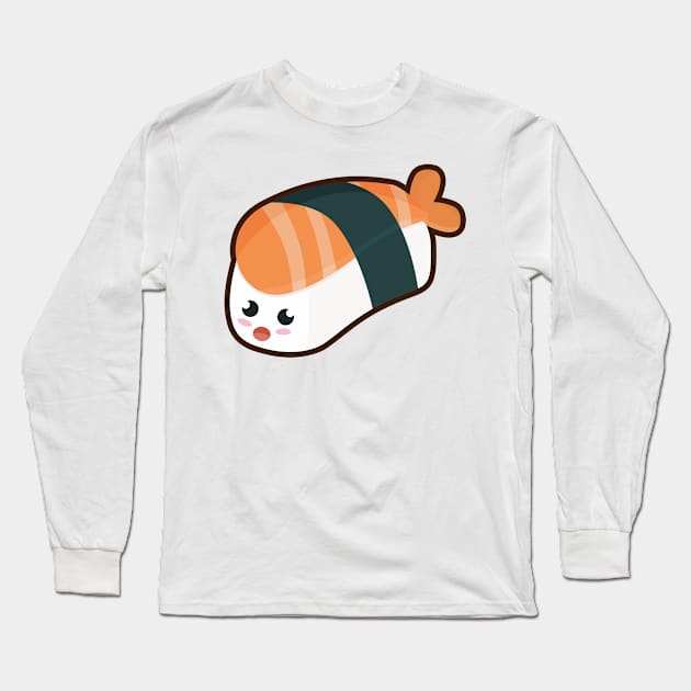 Kawaii Nigiri Salmon Long Sleeve T-Shirt by KawaiiNir